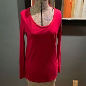 Gap cherry stretch crepe neckline long sleeve T